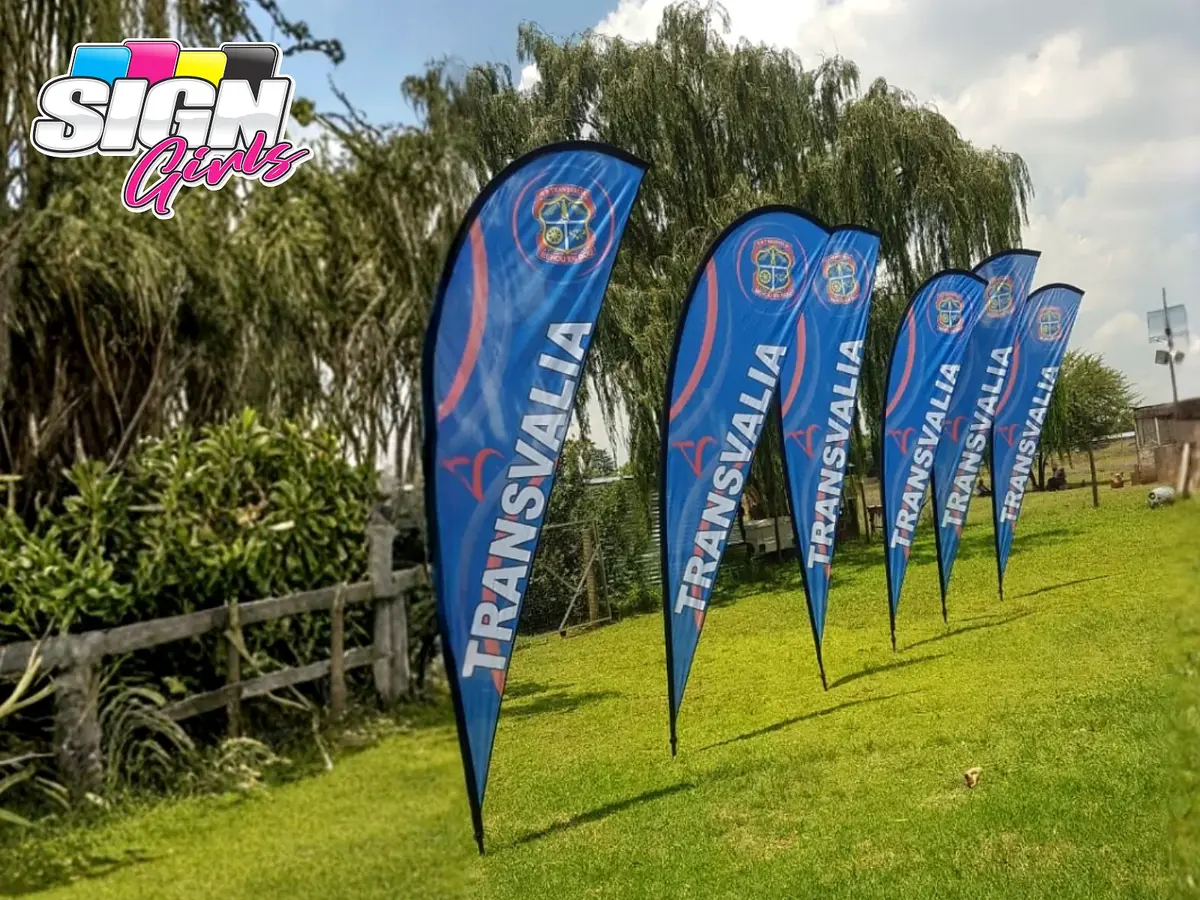Transvalia school feather flags printed by Sign Girls