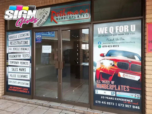Rothmans Numberplates shopfront branding and window graphics