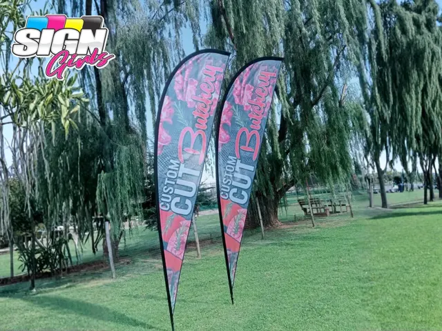 Custom Cut Butchery promotional feather flags