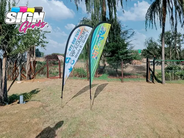 VIP Academy branded feather flags