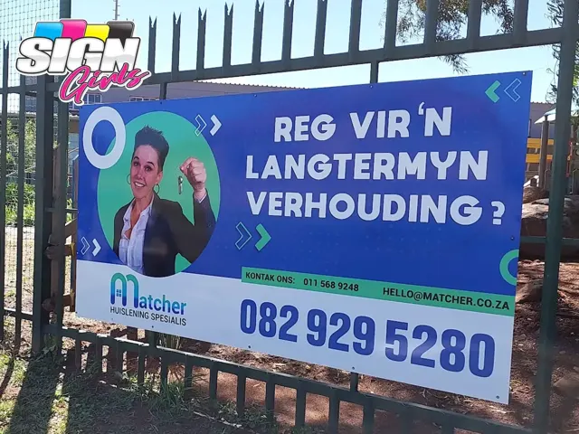 Outdoor advertising signboard for Matcher housing specialist