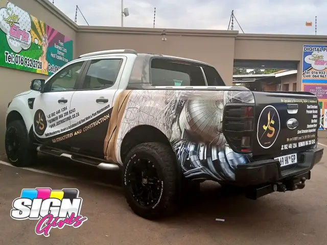 JS Structures branded Ford Ranger vehicle wrap