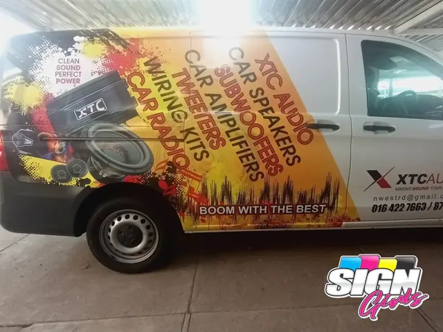 XTC Audio promotional van wrap by Sign Girls
